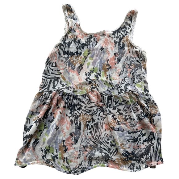 Love Squared Sleeveless Zebra & Floral Print Tunic Top With Lace Trim - Picture 2 of 7